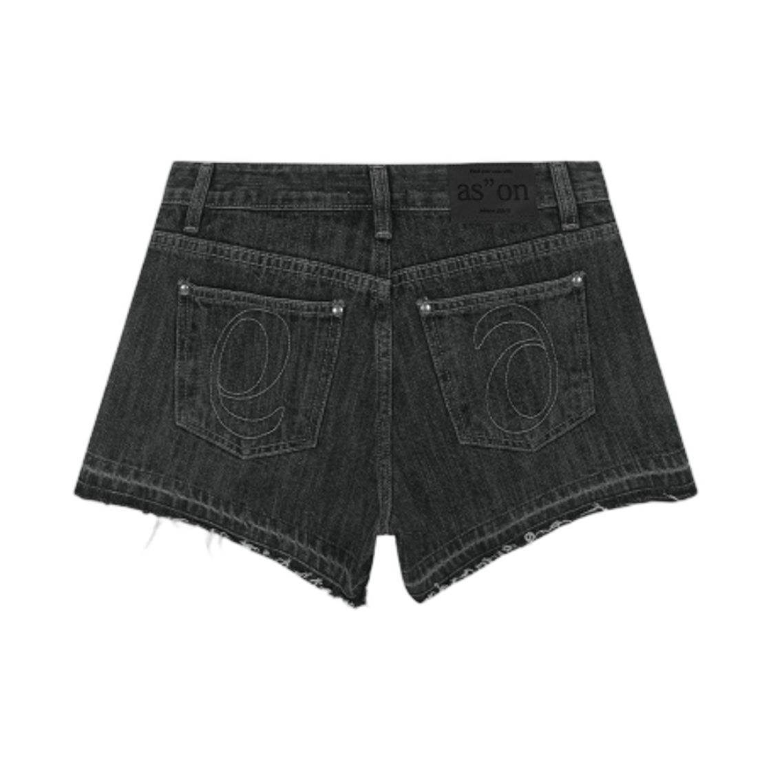 (W) 애즈온 폴드 데님 숏 팬츠 블랙((W) Ason Fold Denim Short Pants Black) - 2