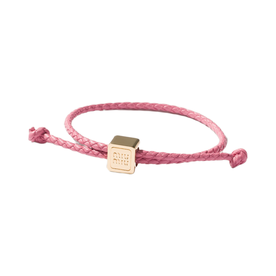 5IB772-2IGY-F0638 Miu Miu Leather Bracelet Begonia Pink