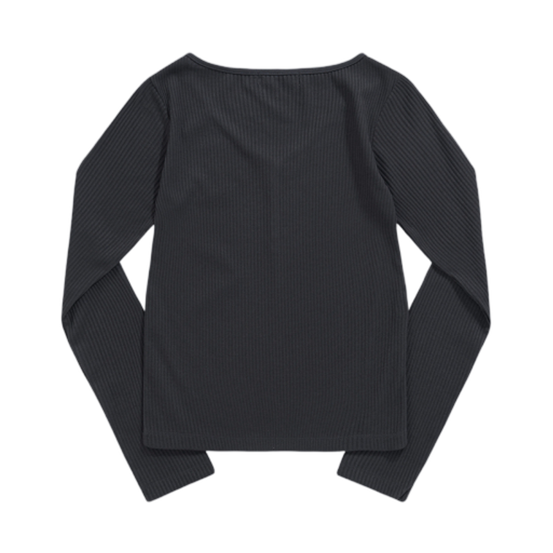 (W) 애즈온 위시 립드 버튼 티셔츠 차콜((W) Ason Wish Ribbed Button T-Shirt Charcoal) - 2