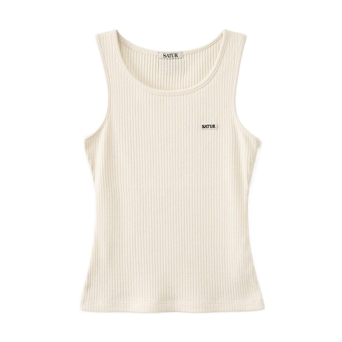 SA262WTS13CRM0 SATUR W Logo Ribbed Sleeveless Cream