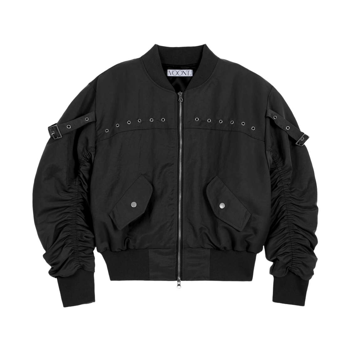 분트 아일렛 스트랩 Ma-1 자켓 블랙(VOONT Eyelet Strap Ma-1 Jacket (BLACK)) - 1