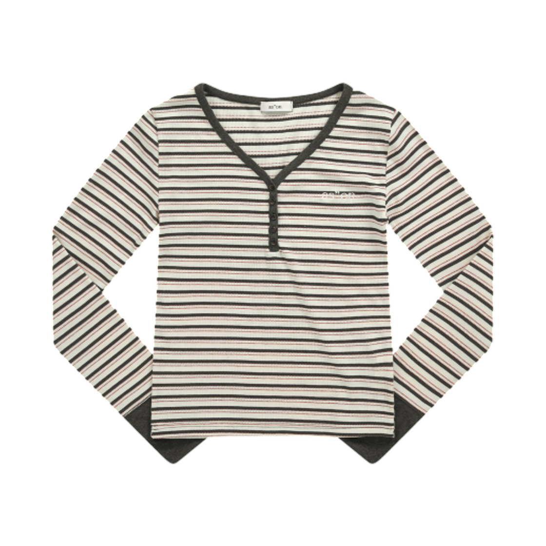 P0000CWS (W) Ason Vatican Stripe T-Shirt Charcoal