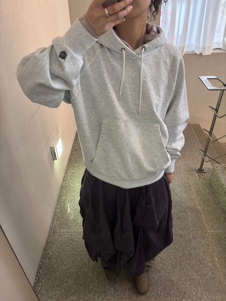 Sunday Ceremony Basic Hooded Top - Melange 착용 스타일
