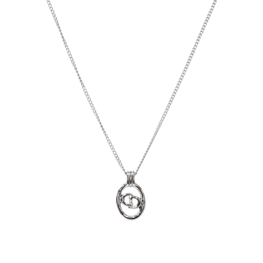 IT5UDQ3DAVL2 Dior Round CD Silver Necklace A-B54746