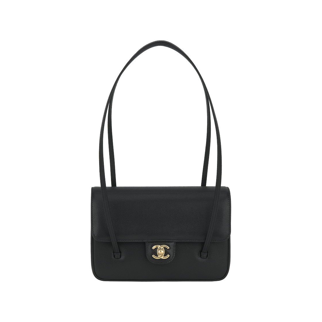 Chanel Small Flap Bag Grained Shiny Calfskin & Gold-Tone Metal Black