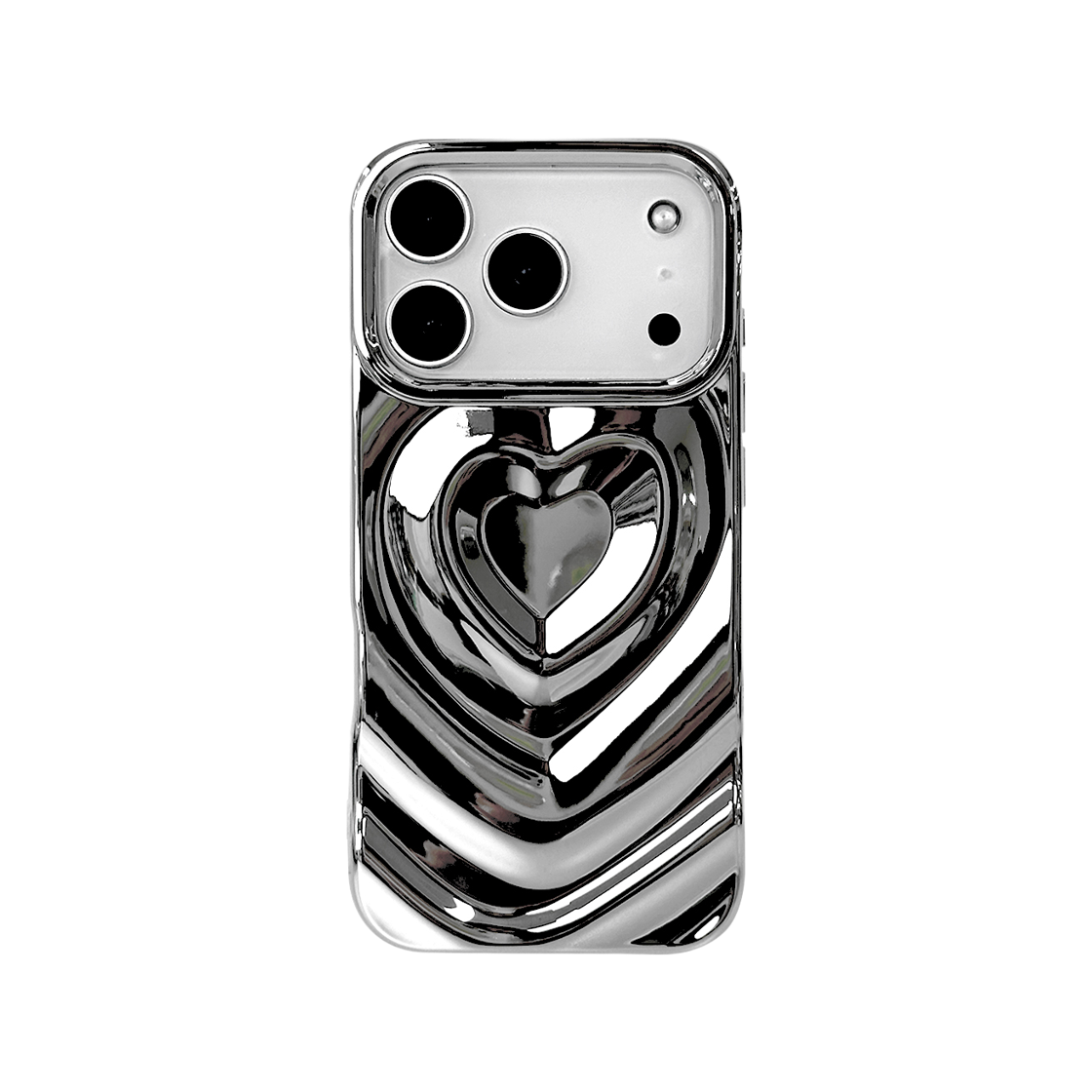 0040 NINETEENFRIDAY 3D Heart Case - Chrome (Iphone)