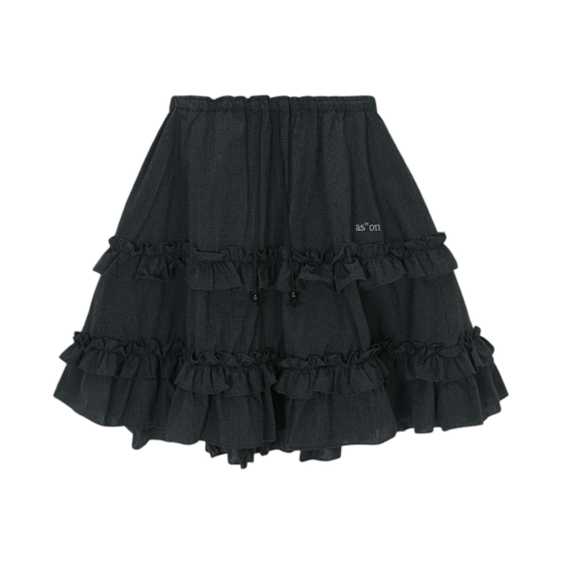 (W) 애즈온 체크 캉캉 미디 스커트 블랙((W) Ason Check Kangkang Midi Skirt Black)
