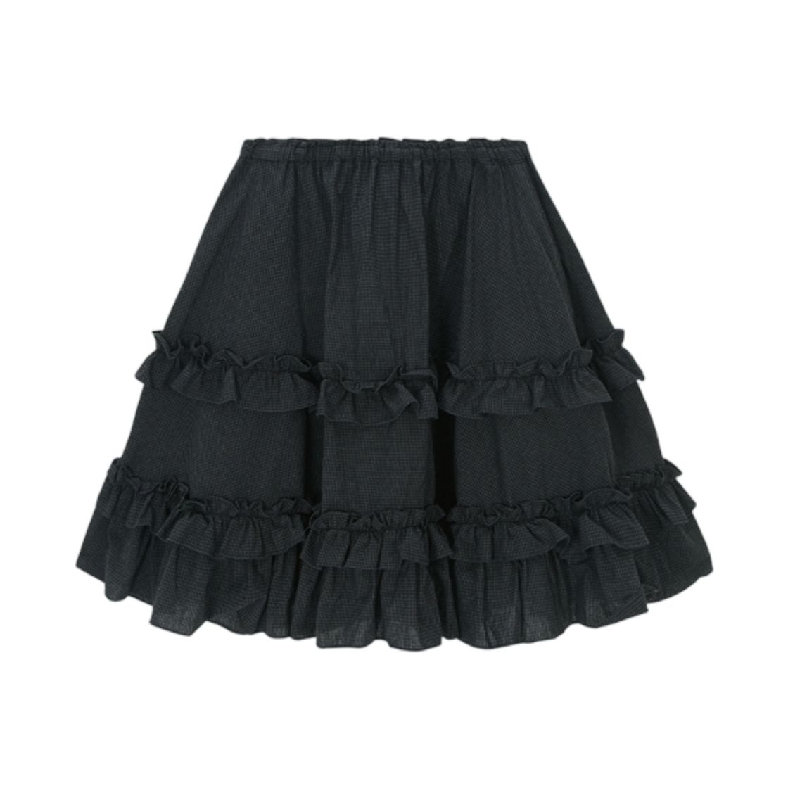 (W) 애즈온 체크 캉캉 미디 스커트 블랙((W) Ason Check Kangkang Midi Skirt Black) - 2