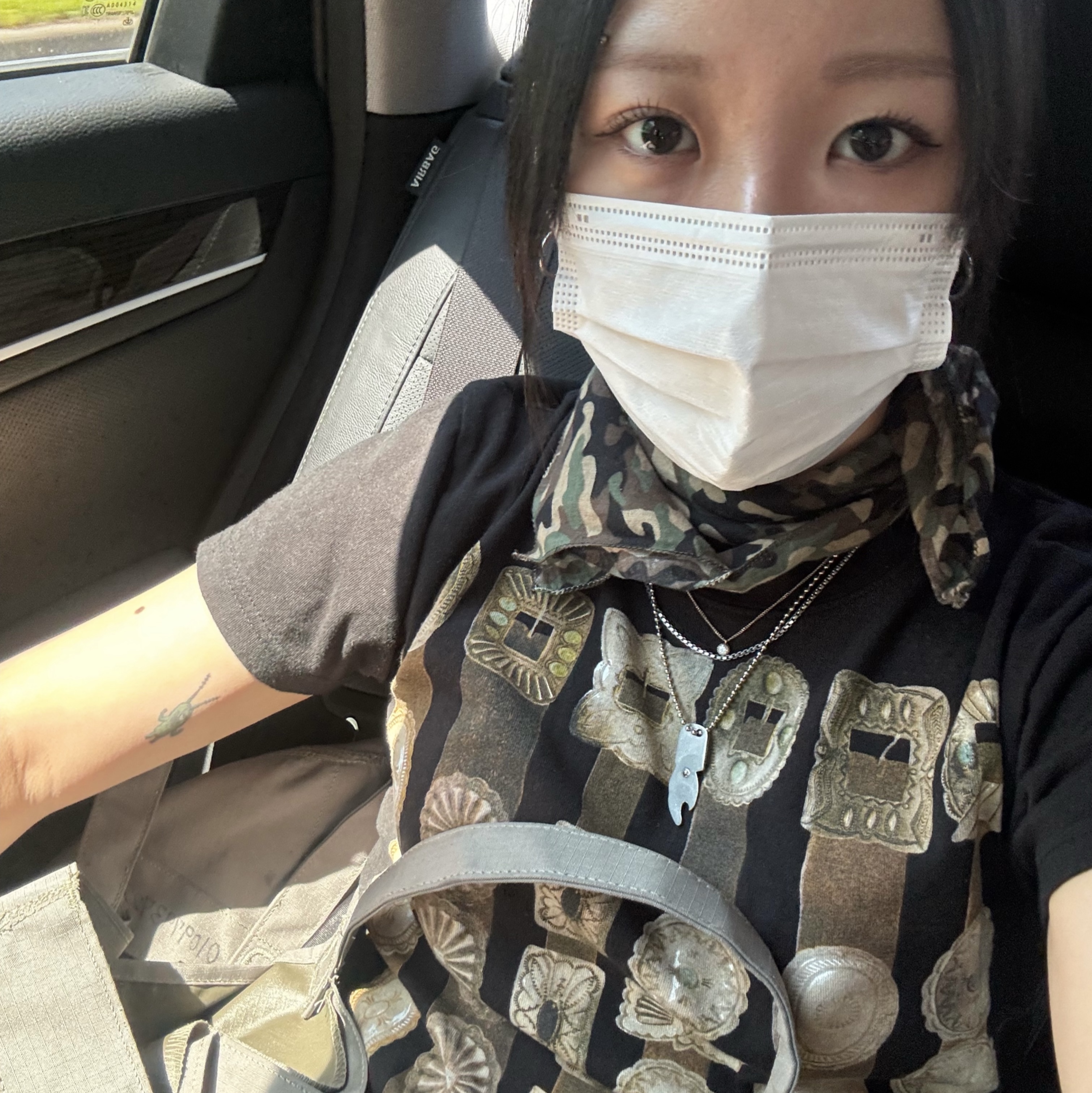 Kapital 20 Crew T-Shirt Black, Hysteric Glamour You Pay Necklace Silver 착용 스타일 - 2