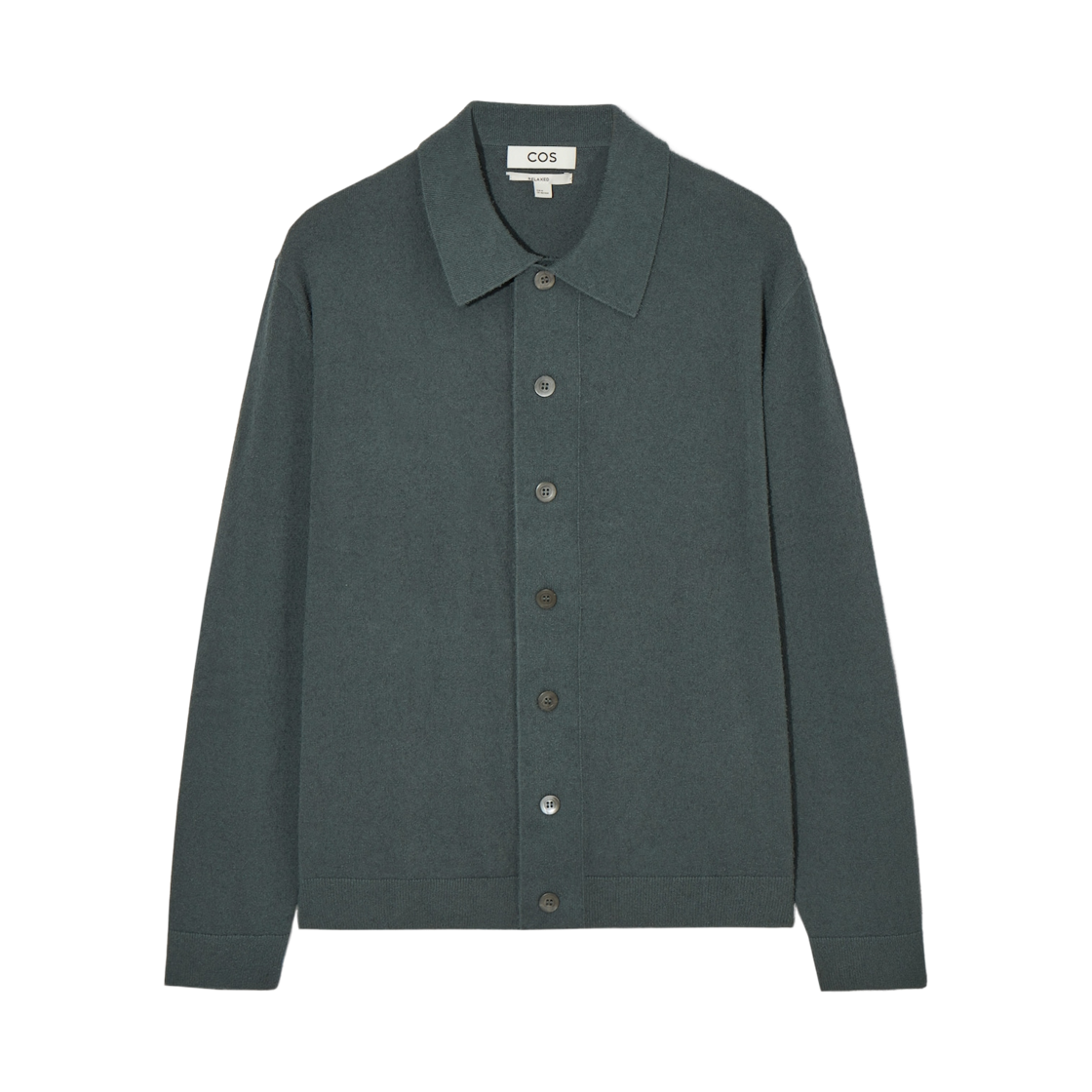 코스 릴랙스드 텍스처드 니트 코튼 오버셔츠 다크 터쿼이즈(COS Relaxed Textured Knit Cotton Overshirt Dark Turquoise)
