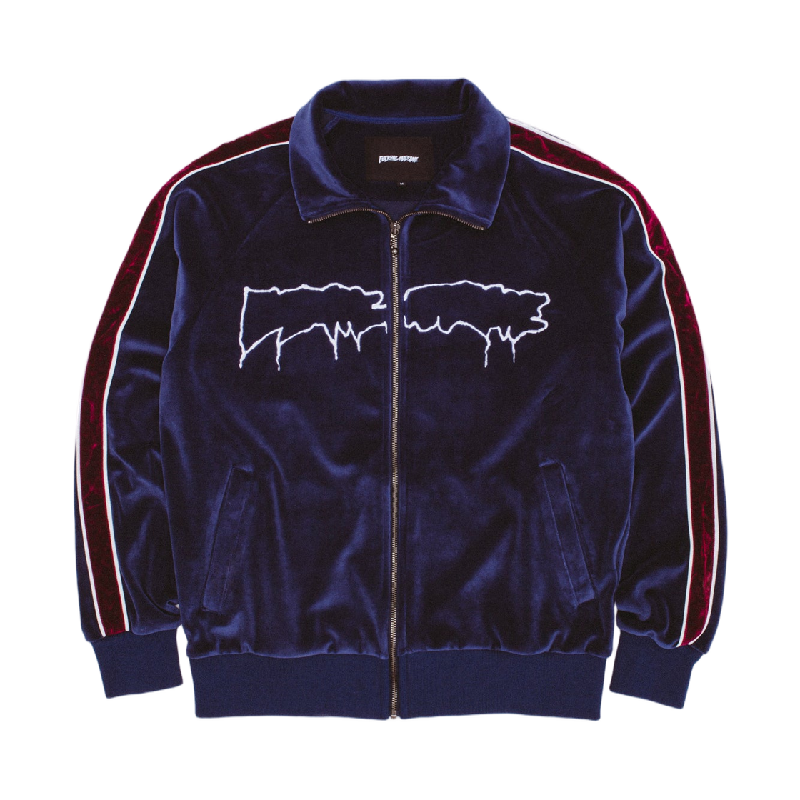 퍼킹 어썸 벨루어 아웃라인 로고 집 자켓 네이비(Fucking Awesome Velour Outline Logo Zip Jacket Navy)