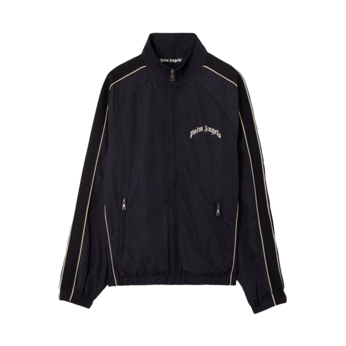 팜엔젤스 커브드 로고 빈티지 윈드브레이커 - 블랙 오프 화이트(Palm Angels Curved Logo Vintage Windbreaker - Black Off White)