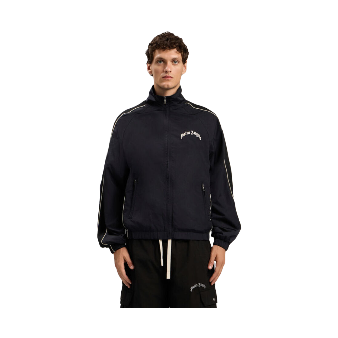 팜엔젤스 커브드 로고 빈티지 윈드브레이커 - 블랙 오프 화이트(Palm Angels Curved Logo Vintage Windbreaker - Black Off White) - 2