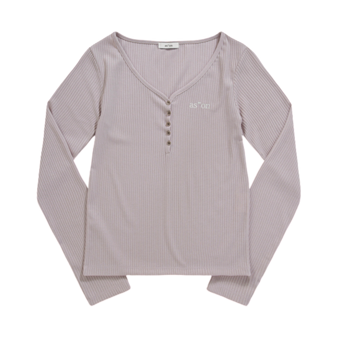 (W) 애즈온 위시 립드 버튼 티셔츠 핑크((W) Ason Wish Ribbed Button T-Shirt Pink)