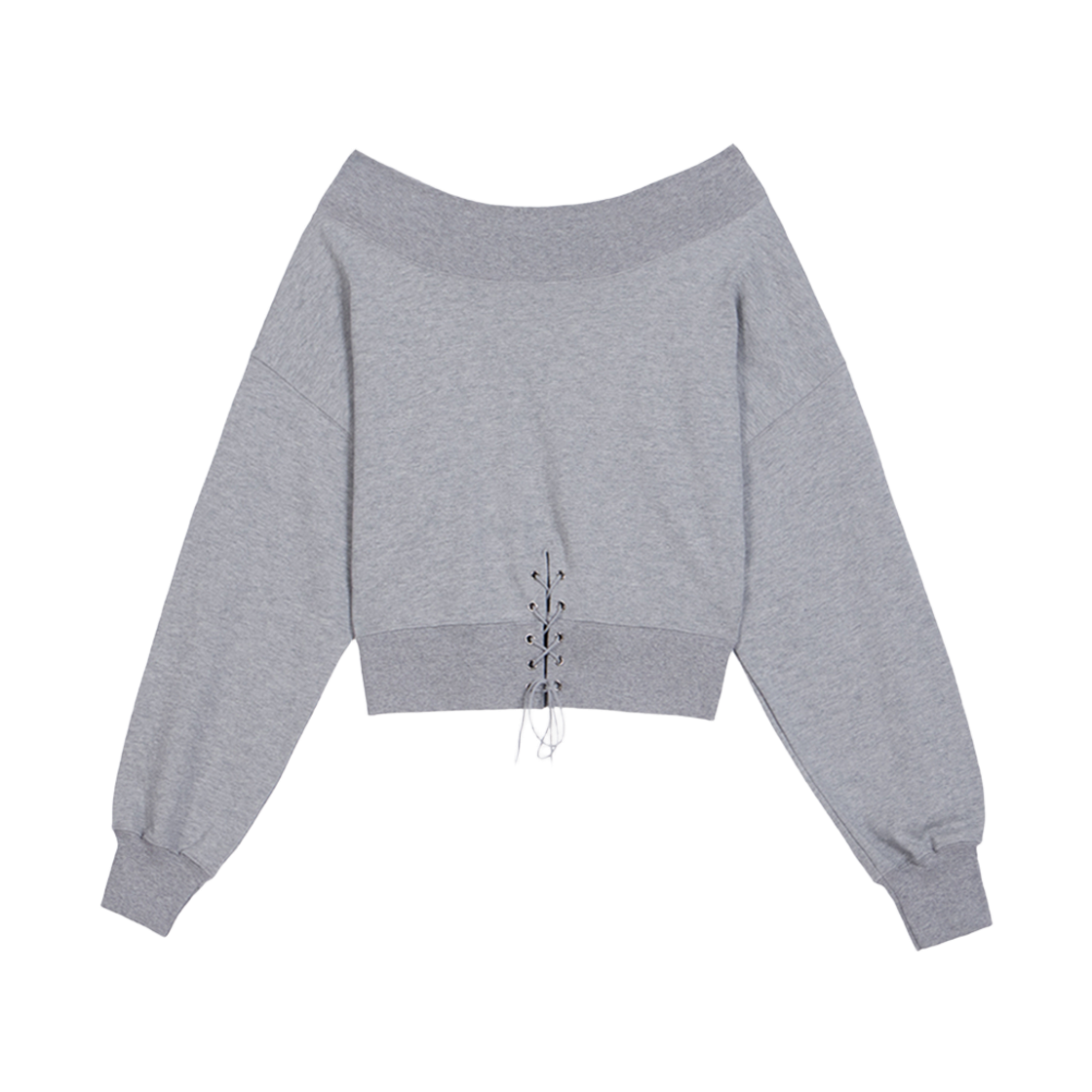 분트 레터링 오프숄더 스웻셔츠 그레이(VOONT Lettering Off Shoulder Sweatshirt (GRAY)) - 2