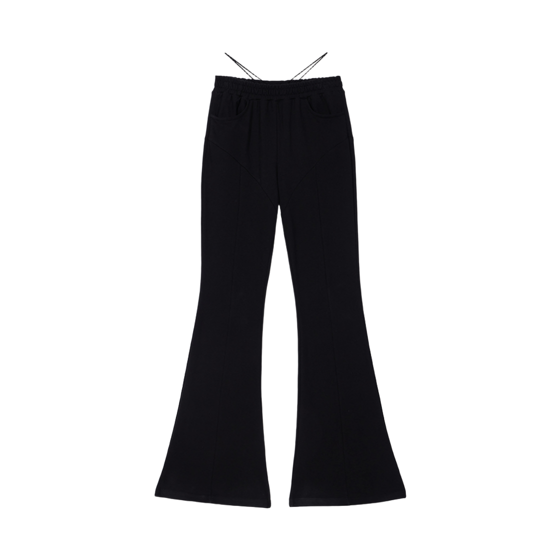 분트 로우라이즈 스트링 부츠컷 팬츠 블랙(VOONT Low-Rise String Bootcut Pants (BLACK)) - 1
