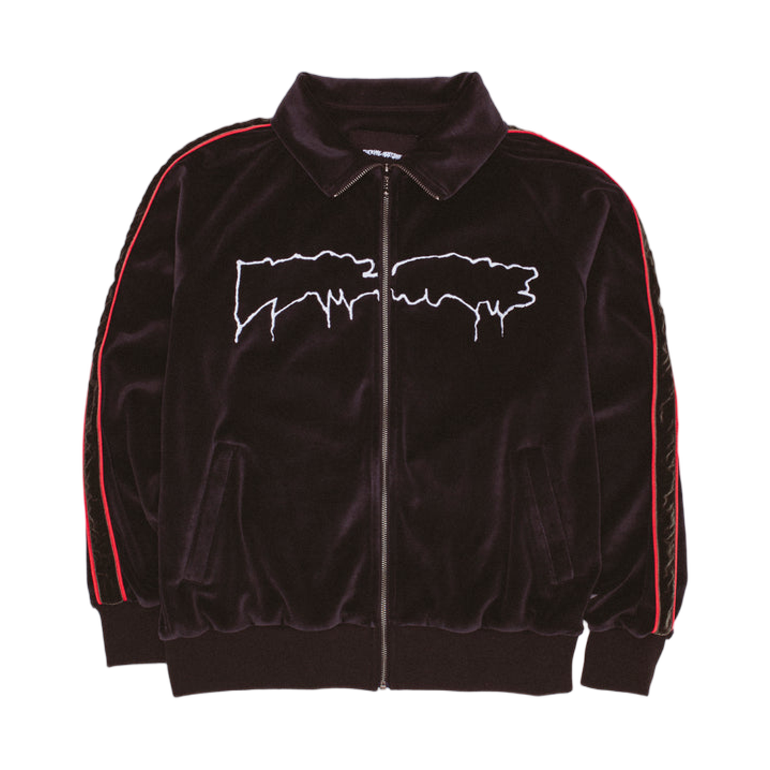 퍼킹 어썸 벨루어 아웃라인 로고 집 자켓 블랙(Fucking Awesome Velour Outline Logo Zip Jacket Black) - 1