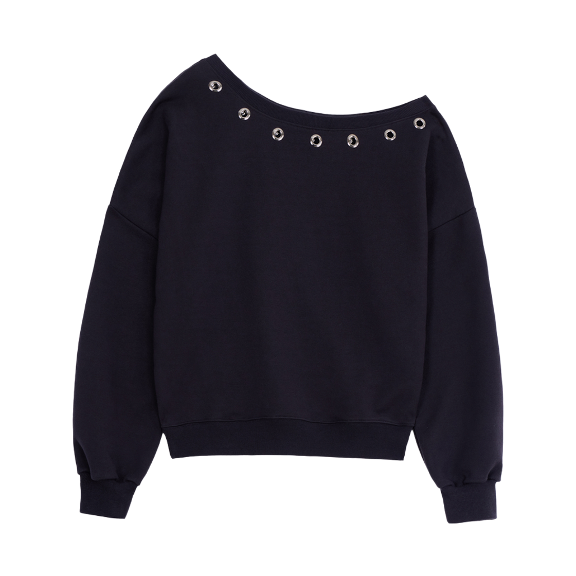 분트 언발란스 스터드 스웻셔츠 블랙(VOONT Unbalance Stud Sweatshirt (BLACK)) - 1