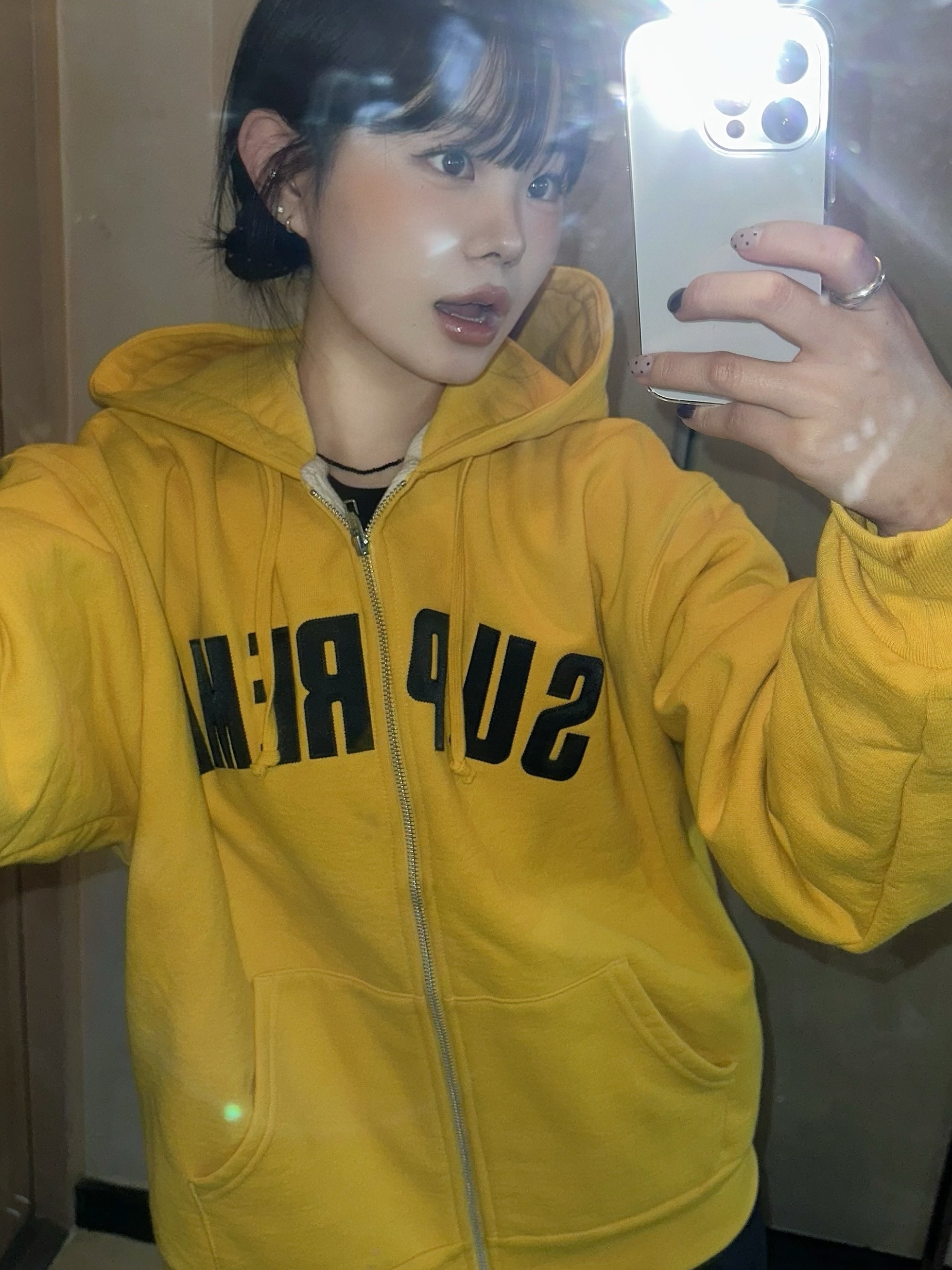 Supreme Arc Thermal Lined Zip Up Hooded Sweatshirt Bright Gold - 25FW 착용 스타일 - 1