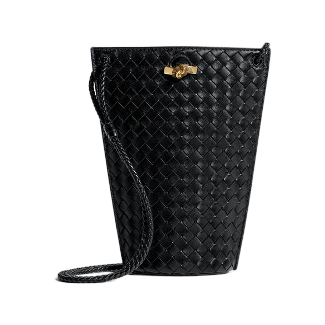 A0037EV0HW01007 Bottega Veneta Kiss Kiss Phone Bucket Black