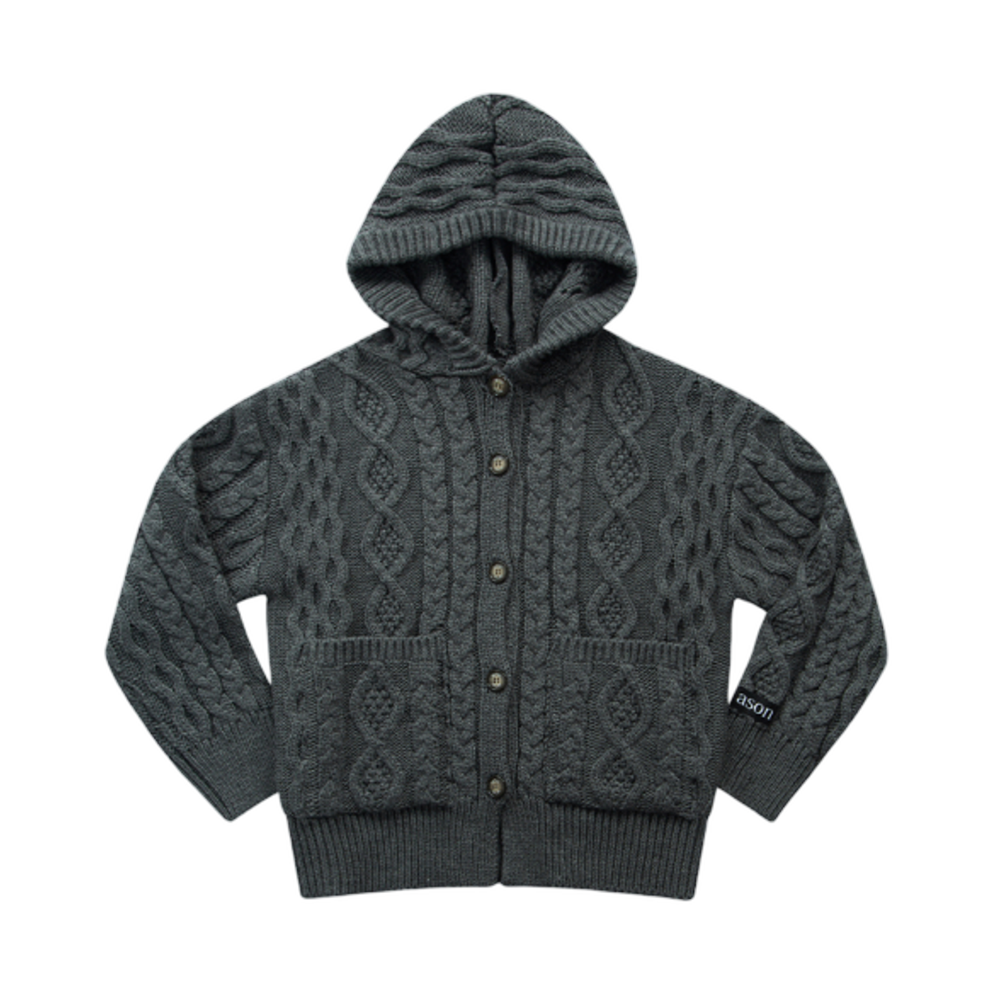 P0000CRB (W) Ason Elo Twisted Hoodie Cardigan Charcoal