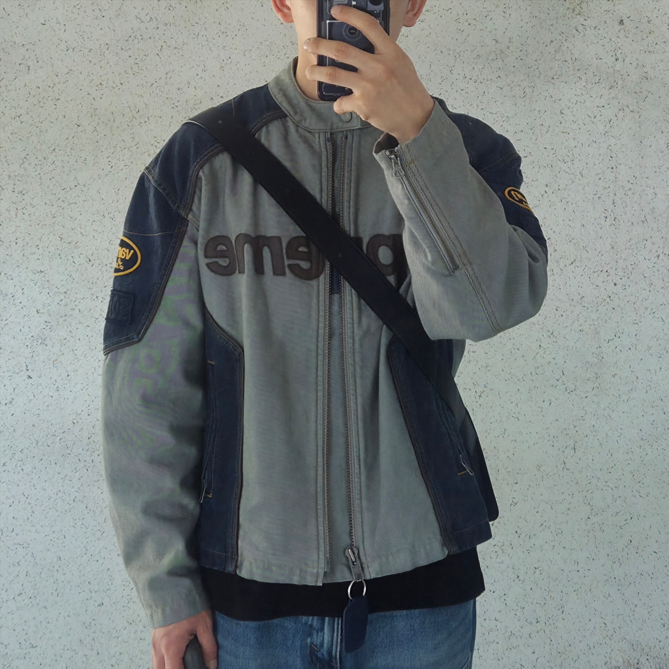 Supreme x Vanson Leathers Cordura Cotton Jacket Denim - 25SS 착용 스타일