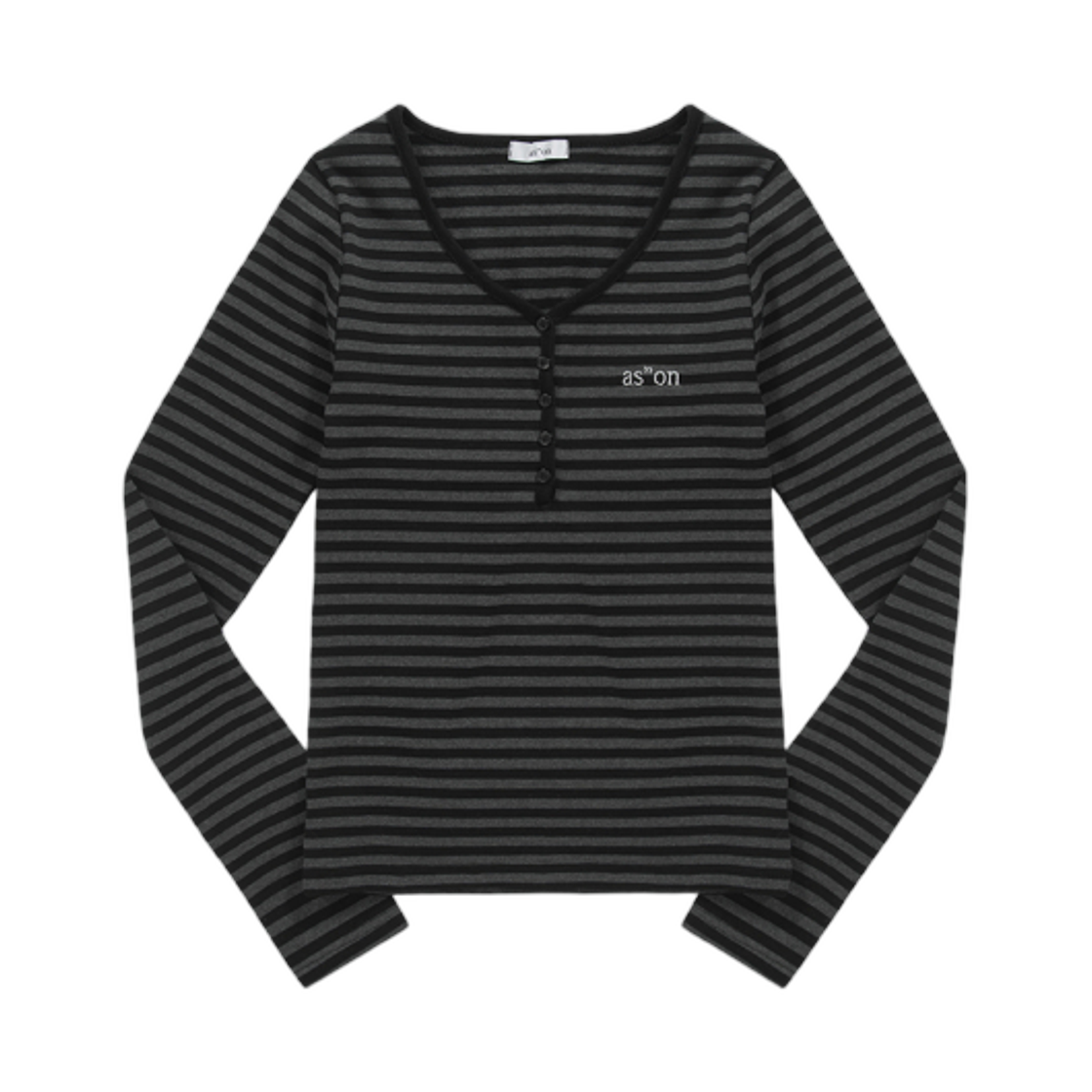 (W) 애즈온 엘렌 스트라이프 티셔츠 블랙((W) Ason Ellen Stripe T-Shirt Black)