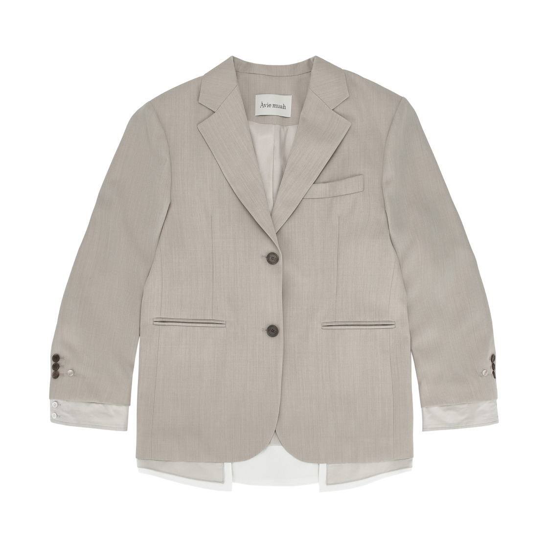 (W) 아비에무아 셔팅 레이어드 오버핏 자켓 오트밀((W) Aviemuah Shirting Layered Overfit Jacket Oatmeal) - 1