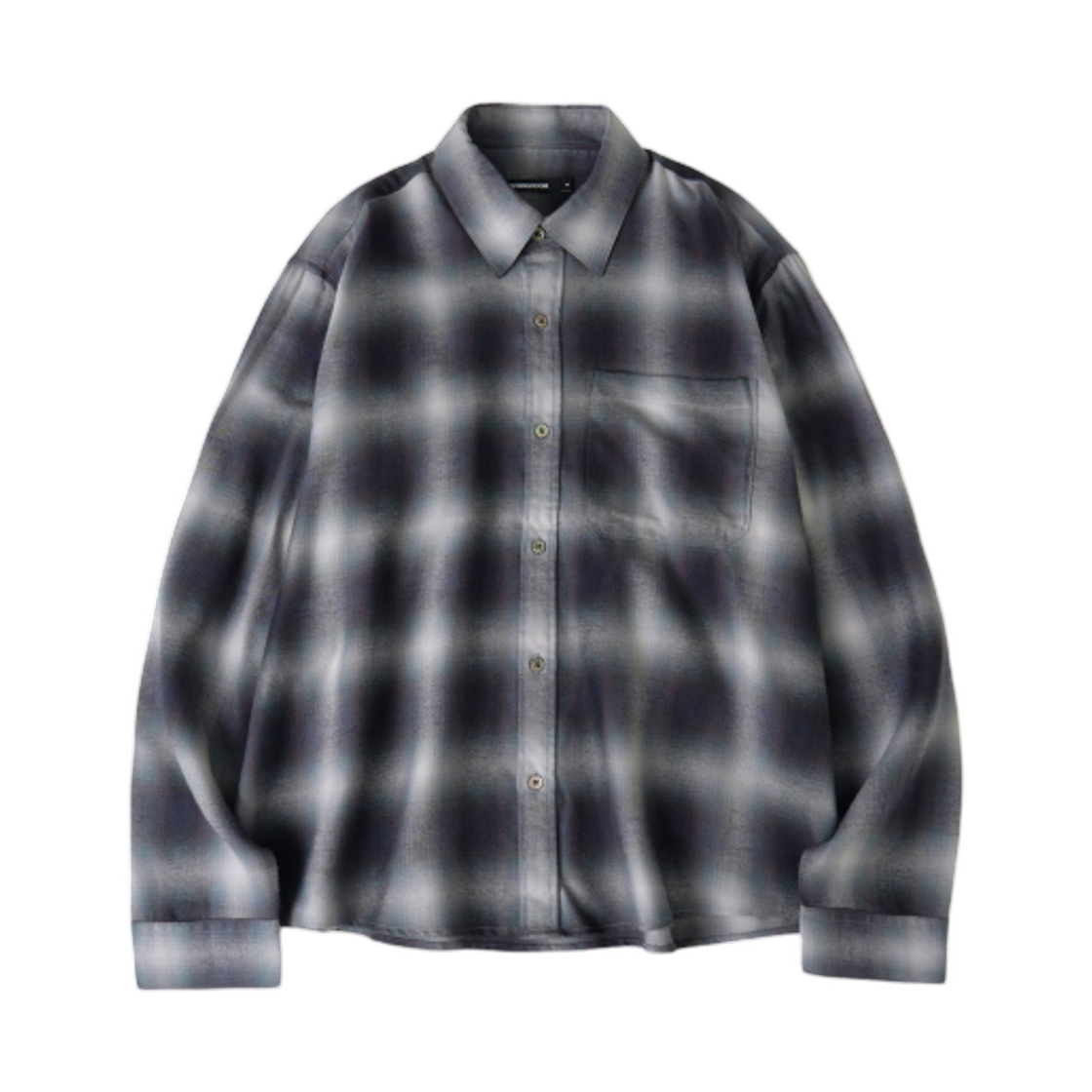 - Hatchingroom Regular Shirt Ombre Check Blue Grey