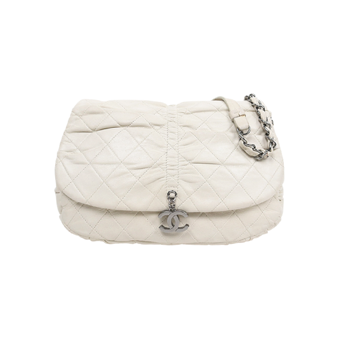 ITA4WUBKIT7V Chanel White Quilted CC Flap Chain Shoulder Bag