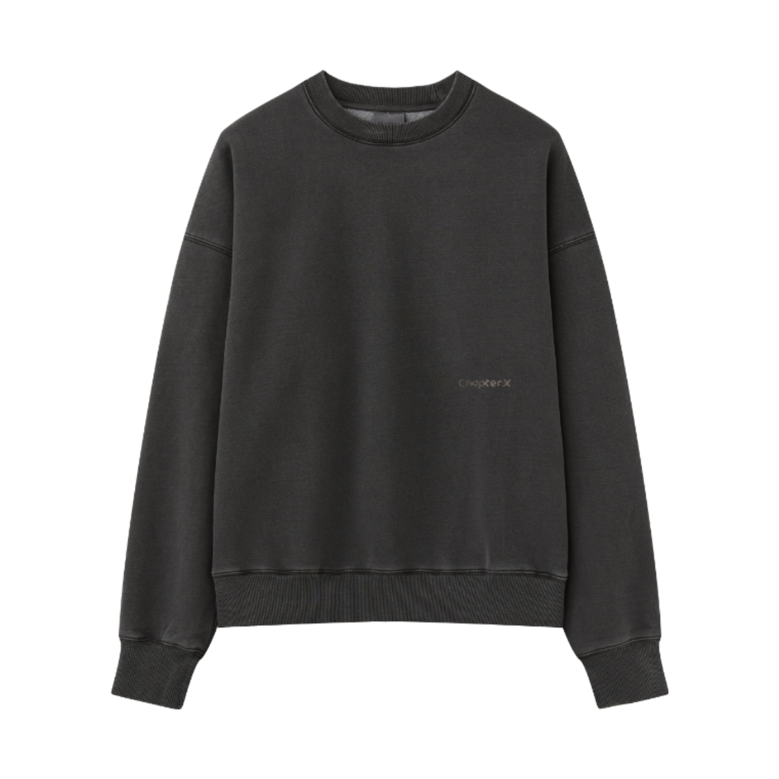 챕터엑스 피그먼트 오버숄더 에어홀 맨투맨 차콜(Chapter.X Pigment Over shoulder Air Hole Sweatshirt Charcoal)
