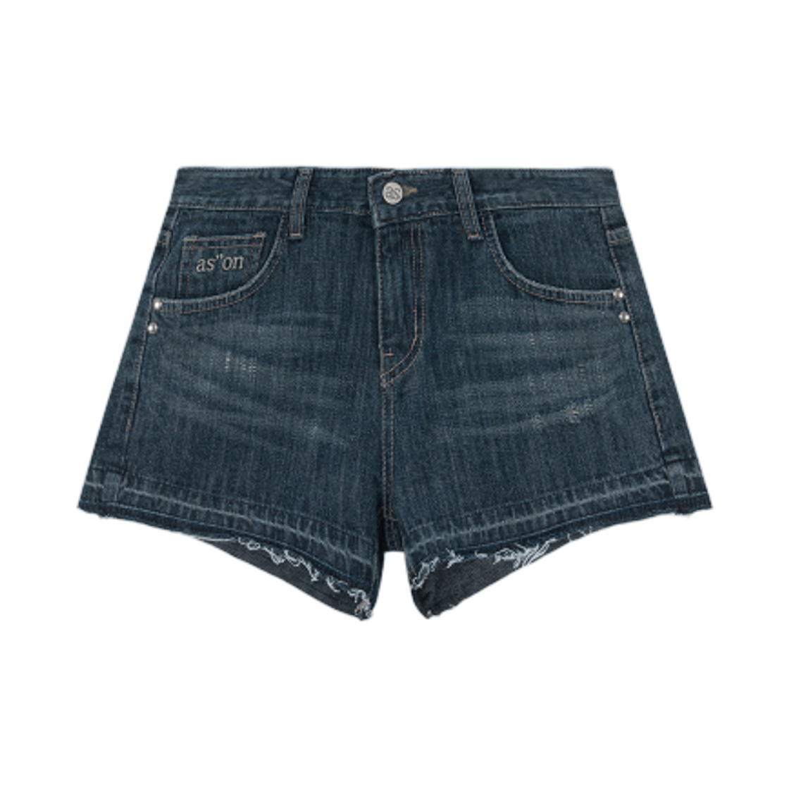(W) 애즈온 폴드 데님 숏 팬츠 블루((W) Ason Fold Denim Short Pants Blue)
