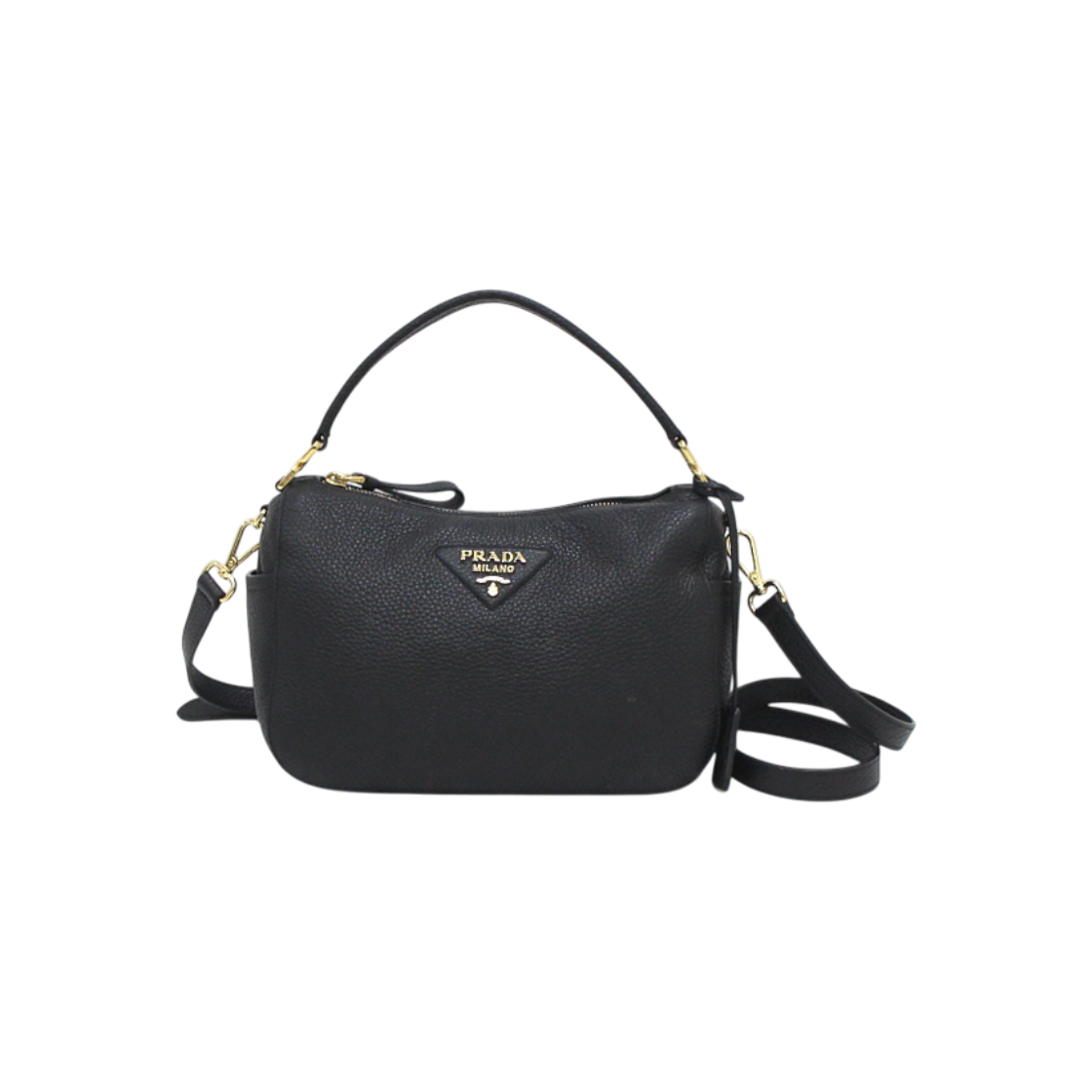 프라다 1BC277 블랙 스몰 레더 금장로고 토트백 겸 숄더백 크로스백aa63366(Prada 1BC277 Black Small Leather Tote & Shoulder Bag Gold Logo) - 1