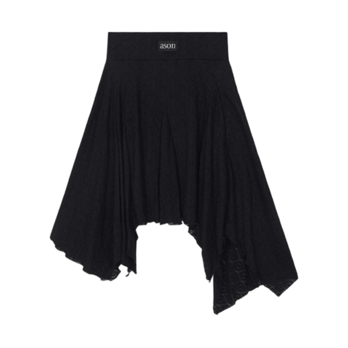 (W) 애즈온 시아 언밸런스 스커트 블랙((W) Ason Sia Unbalance Skirt Black) - 2