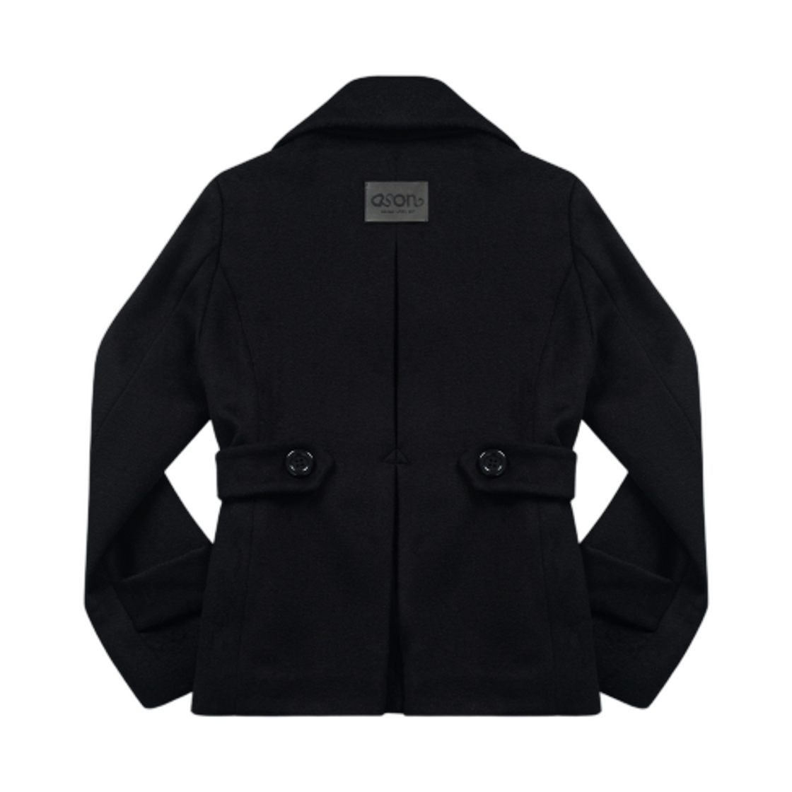 (W) 애즈온 포이 버튼 숏 코트 블랙((W) Ason Foy Button Short Coat Black) - 2