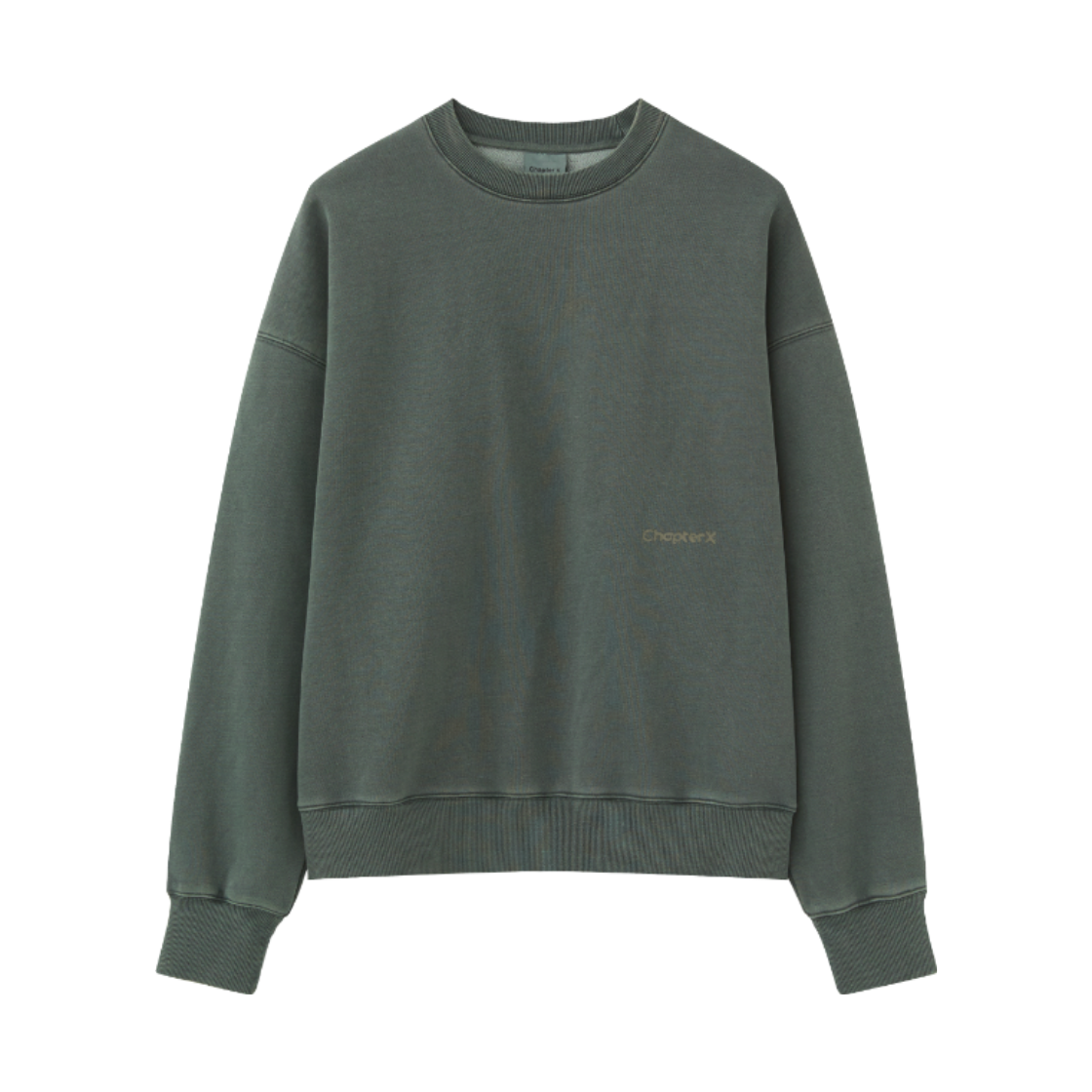 챕터엑스 피그먼트 오버숄더 에어홀 맨투맨 그린(Chapter.X Pigment Over shoulder Air Hole Sweatshirt Green) - 1