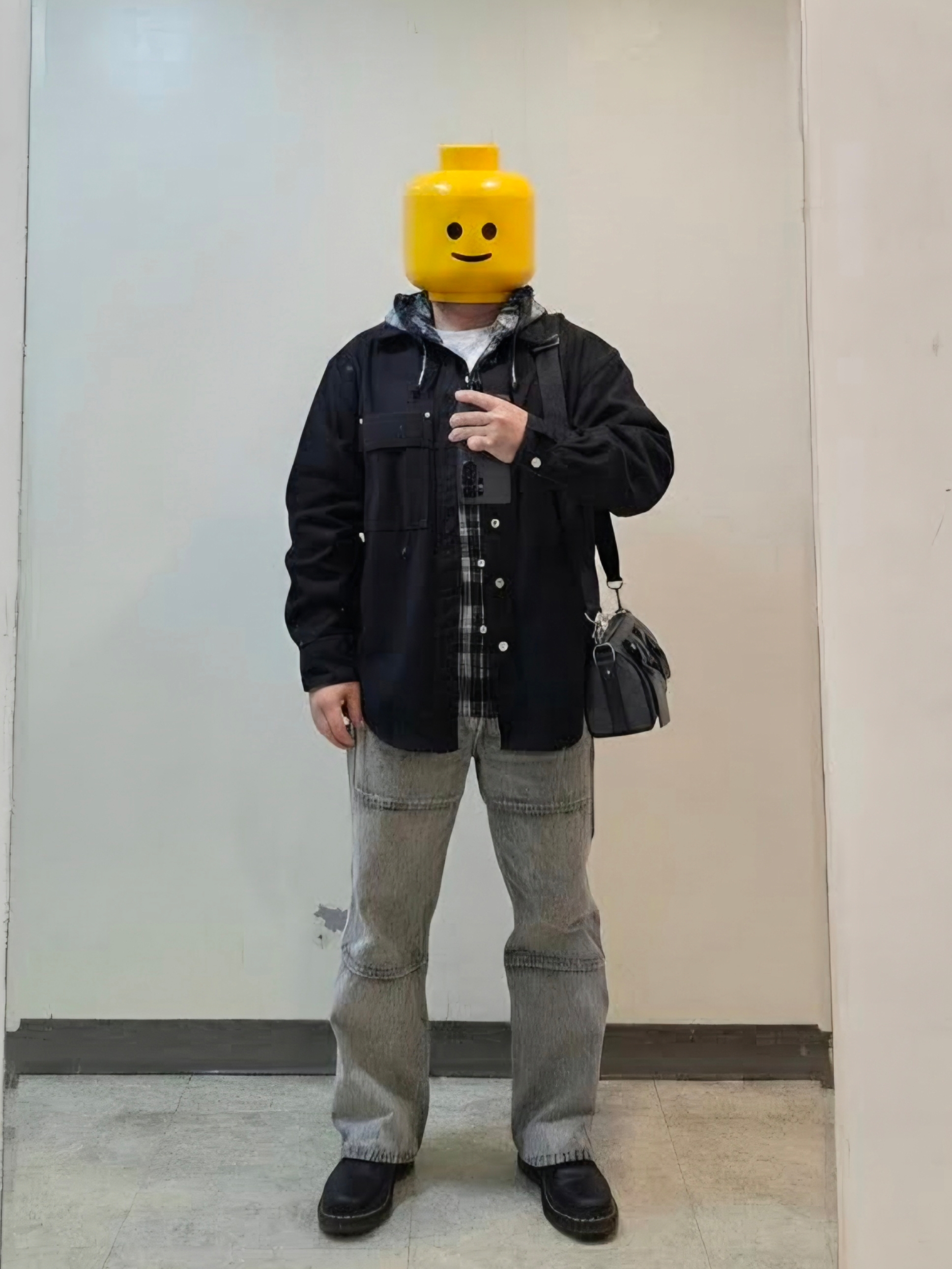 Wooyoungmi Denim Back Logo Shirt Black - 23SS, Supreme Printed Hooded Flannel Shirt Black - 24SS 착용 스타일