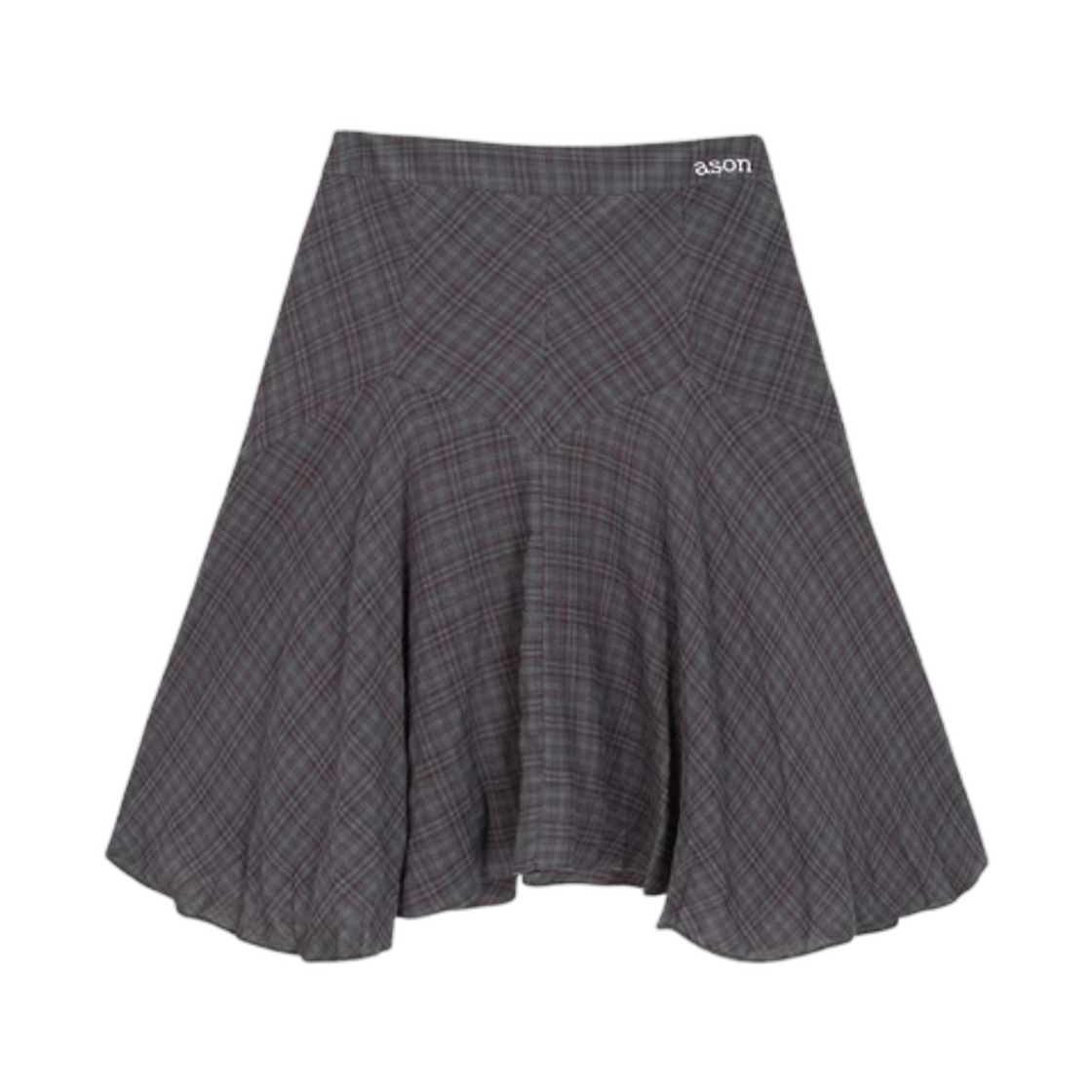 (W) 애즈온 런던 체크 미디 스커트 퍼플((W) Ason London Check Midi Skirt Purple)