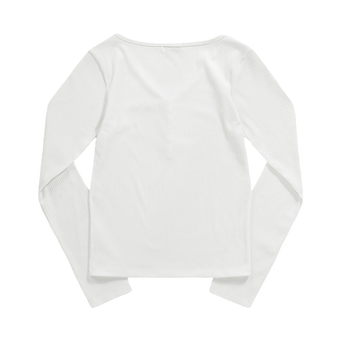 (W) 애즈온 위시 립드 버튼 티셔츠 아이보리((W) Ason Wish Ribbed Button T-Shirt Ivory) - 2