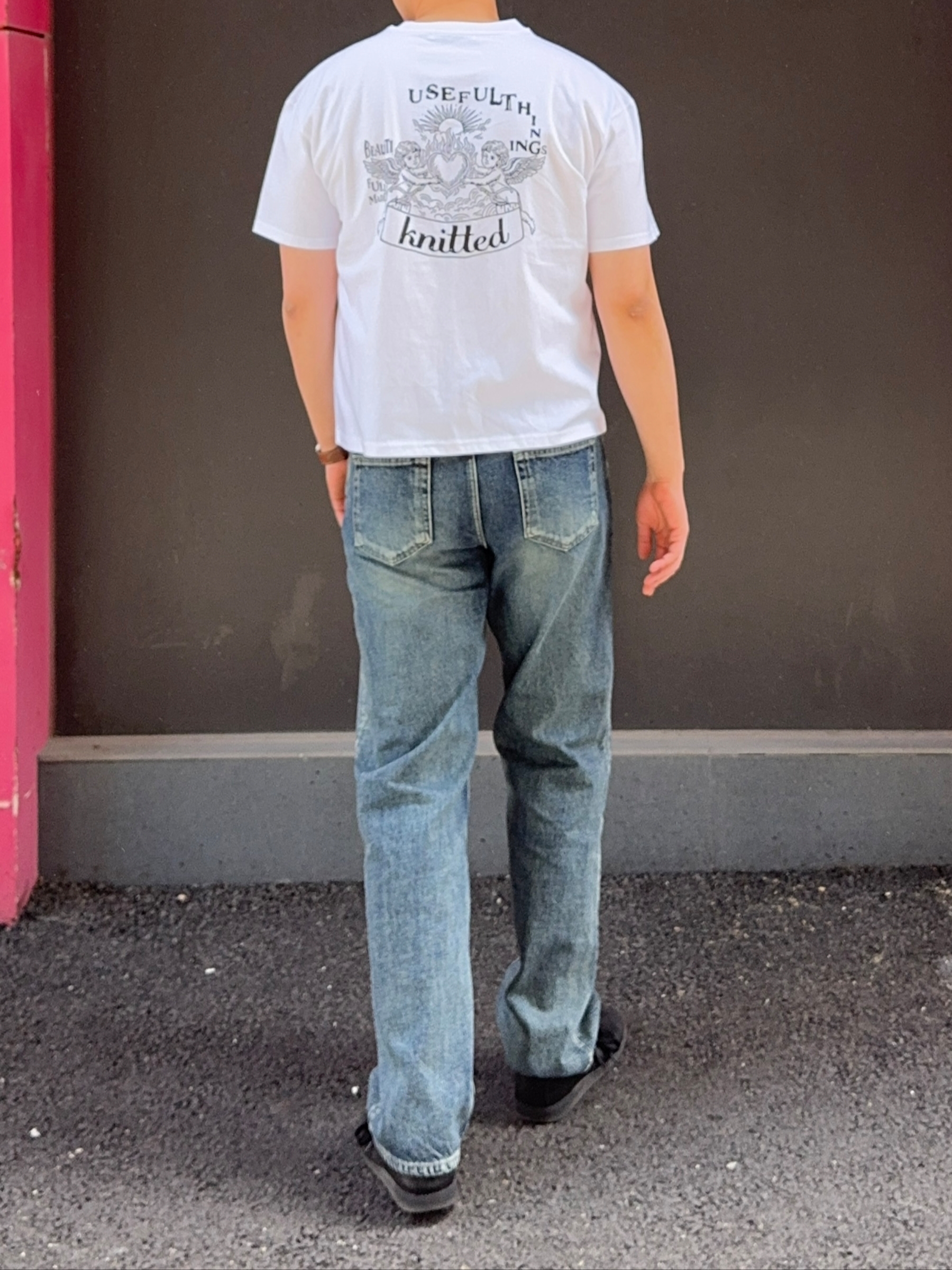 Knitted Heavenly Burning Heart T-Shirts White 착용 스타일 - 2