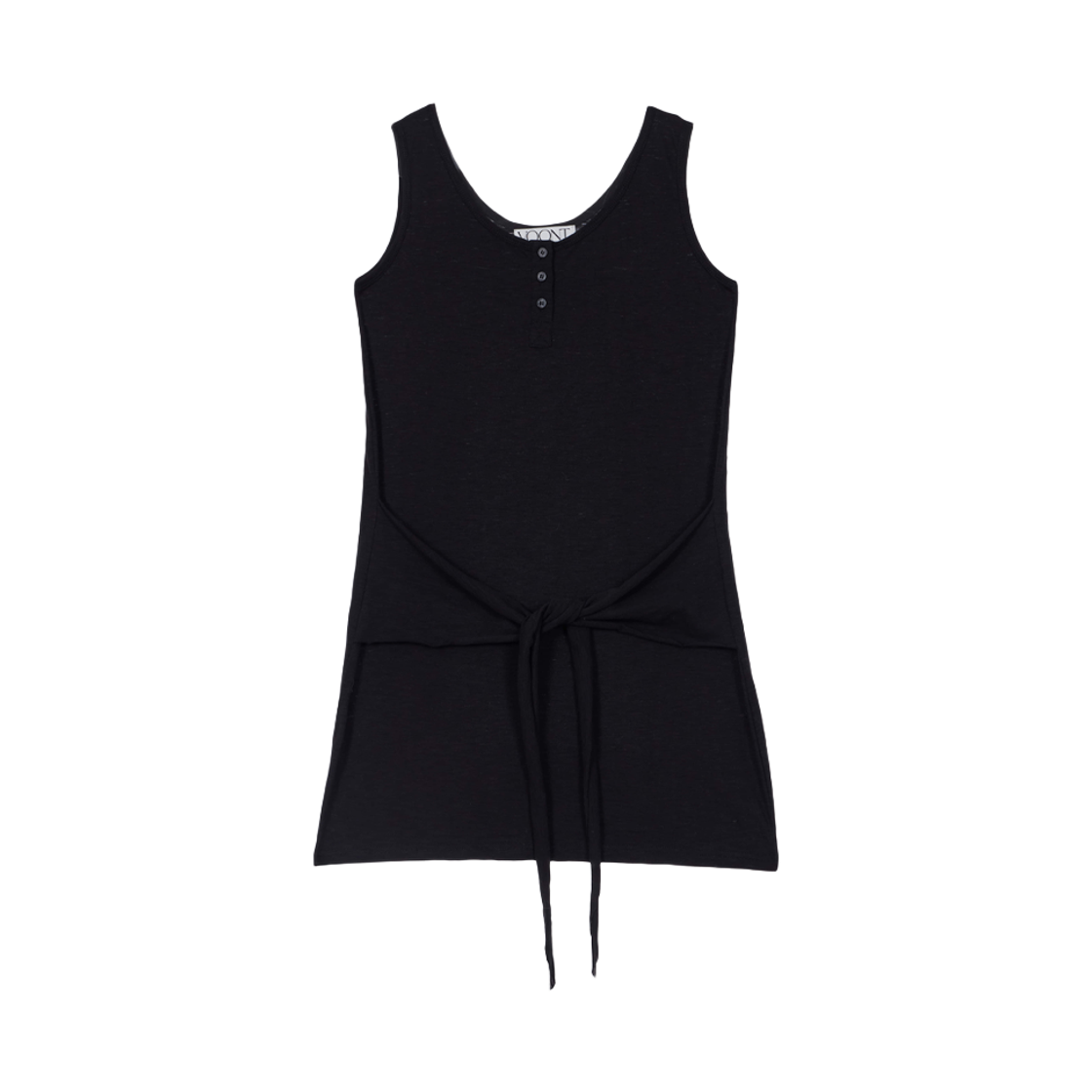 분트 헨리넥 타이 미니 드레스 블랙(VOONT Henley Neck Tie Mini Dress (BLACK)) - 1
