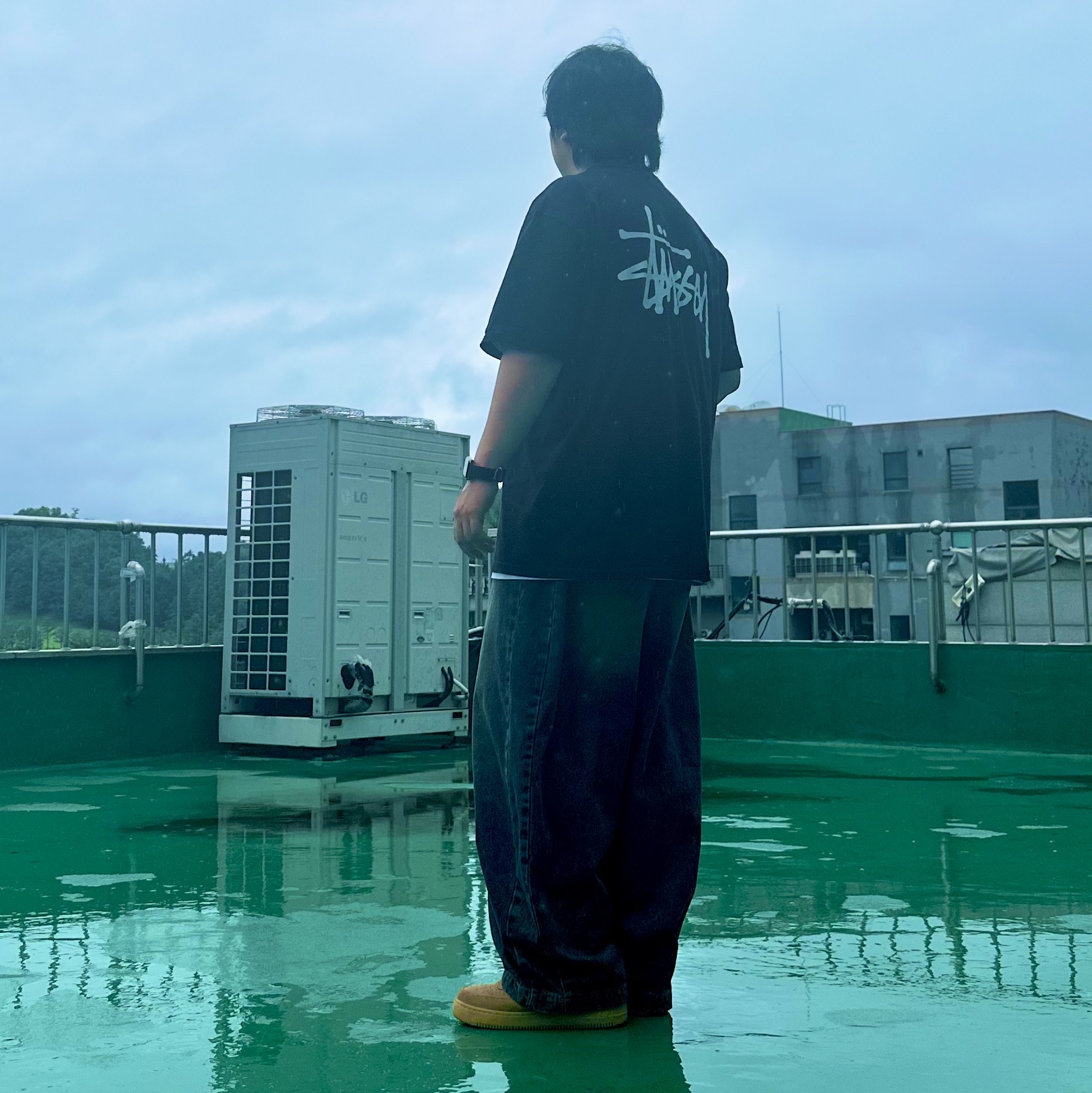 Stussy Basic Stussy Pigment Dyed T-Shirt Black 2022, Nike Air Force 1 '07 WB Flax 착용 스타일