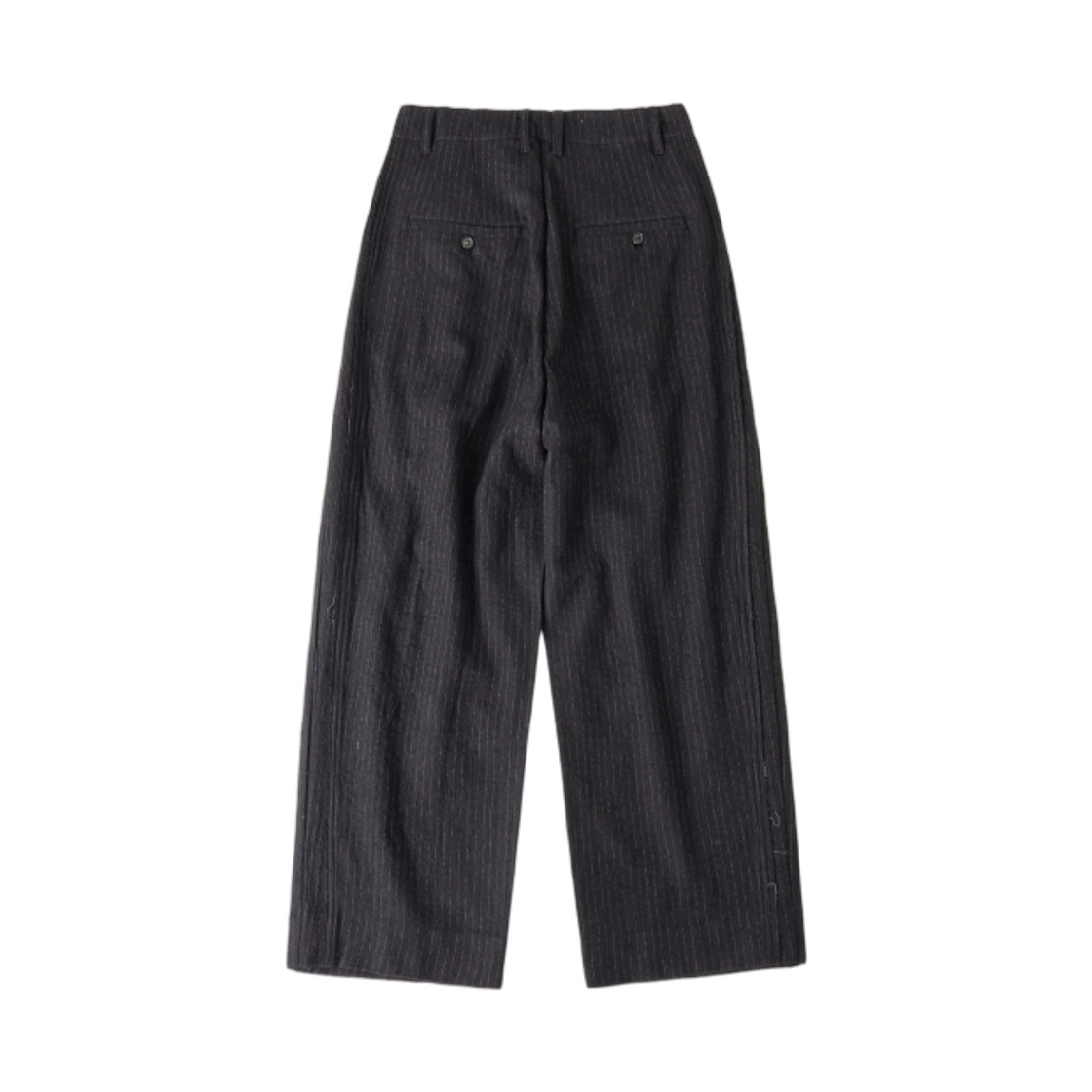 해칭룸 헤어리 딥 플리츠 트라우저 스트라이프 블랙(Hatchingroom Hairy Deep Pleats Trousers Stripe Black) - 2