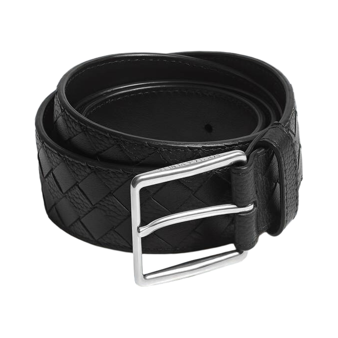 876745V6U018803 Bottega Veneta Intrecciato Taurillon Belt Black