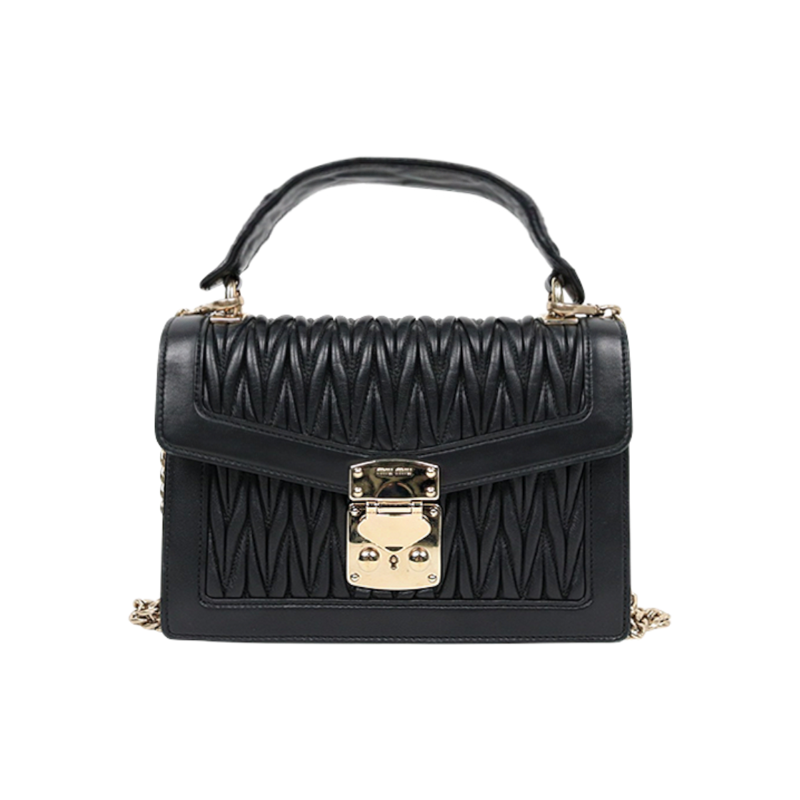 ITARM3JAKDE4 Miu Miu Confidential Matelasse Shoulder Bag Black C-A56349