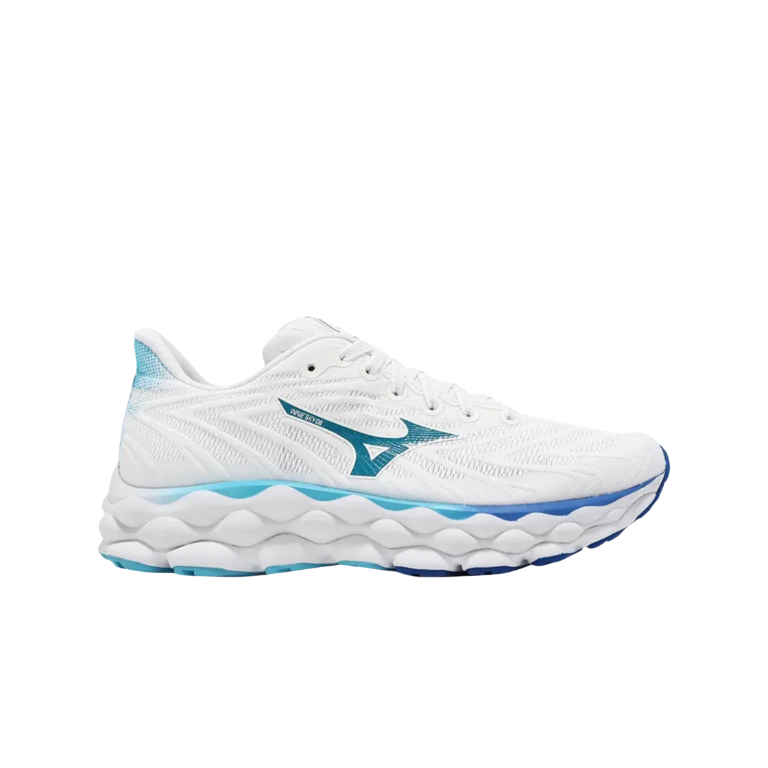 J1GD241221 (W) Mizuno Wave Sky 8 SW White Mercury Blue