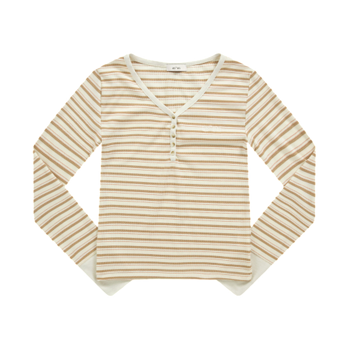 (W) 애즈온 바티칸 스트라이프 티셔츠 베이지((W) Ason Vatican Stripe T-Shirt Beige)