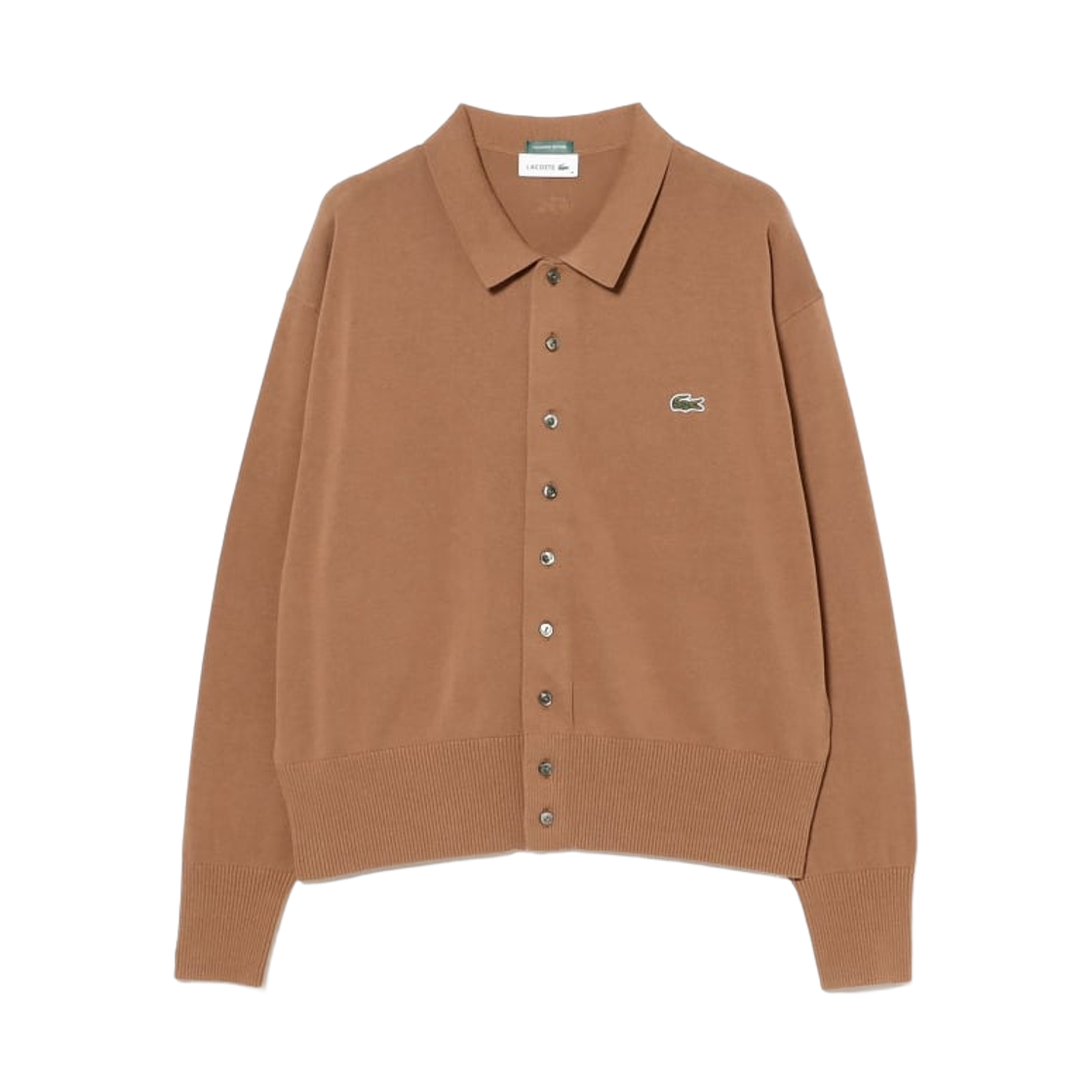 (W) 빔즈 보이 x 라코스테 폴로 가디건 피칸((W) Beams Boy x Lacoste Polo Cardigan Pecan)