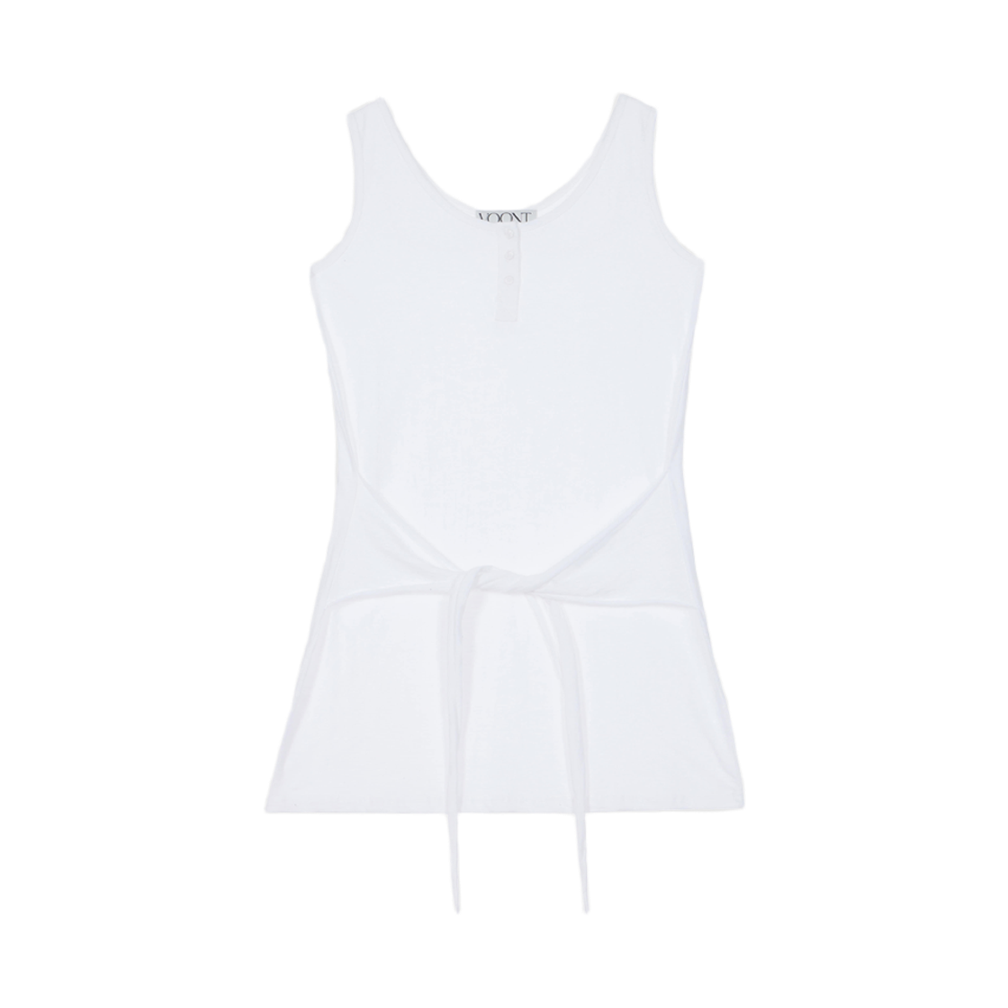 분트 헨리넥 타이 미니 드레스 아이보리(VOONT Henley Neck Tie Mini Dress (IVORY)) - 1