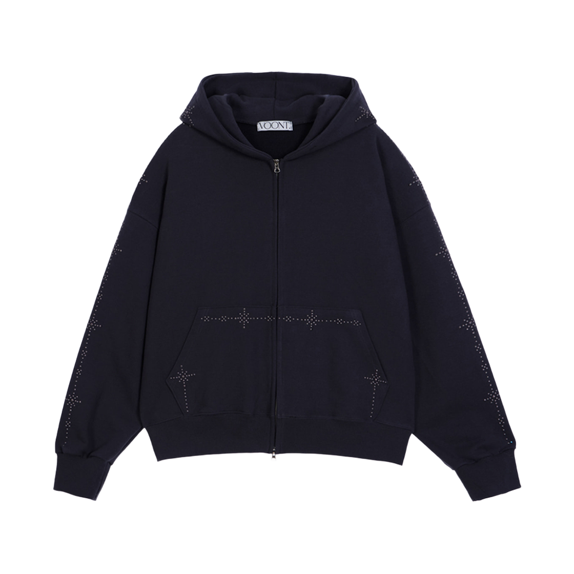 분트 스터드 라인 후드집업 블랙(VOONT Stud Line Hood Zip-Up (BLACK)) - 1